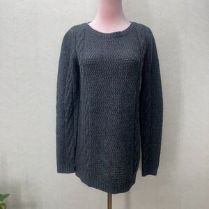 J. McLaughlin Cable Knit Artisan Boat Neck Dark Gray Tunic Sweater Womens Size S